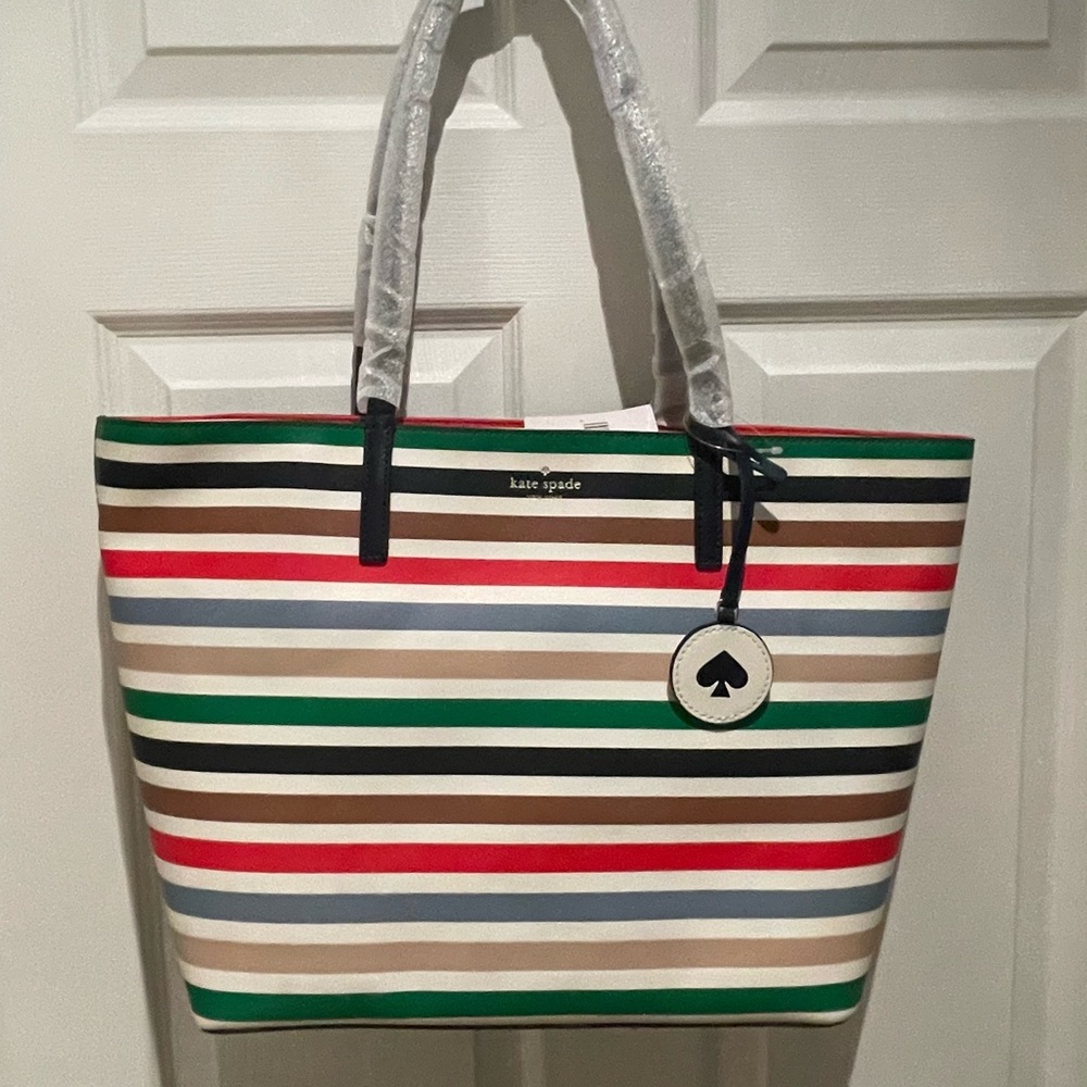 Kate Spade multi-color stripe tote NWT see description
